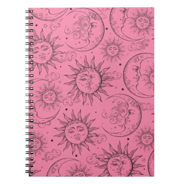 Pink Magic Vintag Celestie Sun Moon Stars Notizblock (Vorderseite)