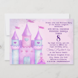 Pink Magical Fairytale Burg Party Foto Einladung