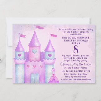 Pink Magical Fairytale Burg Party Foto Einladung