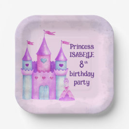 Pink Magical Fairytale Burg Party Pappteller
