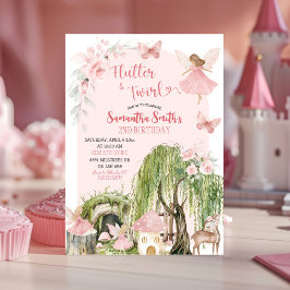 Pink Magical Forest Fairy Flutter & Twirl Geburtst Einladung