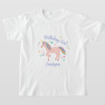 Pink Magical Unicorn Birthday Girl T-Shirt<br><div class="desc">Dieser T - Shirt ist ein hübsches,  magisches,  rot-rosa Einhorn mit pastellfarbenen Regenbogenhaaren umgeben von Herzen und ist eine lustige und mädchenhafte Wahl für das Geburtstagsmädchen oder an ihrem besonderen Tag.</div>