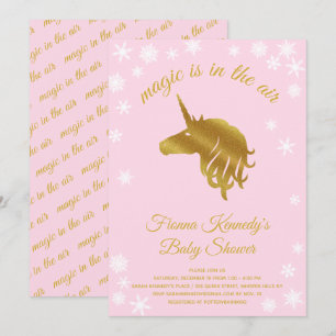 Pink Magical Unicorn Winter Baby Dusche Einladung