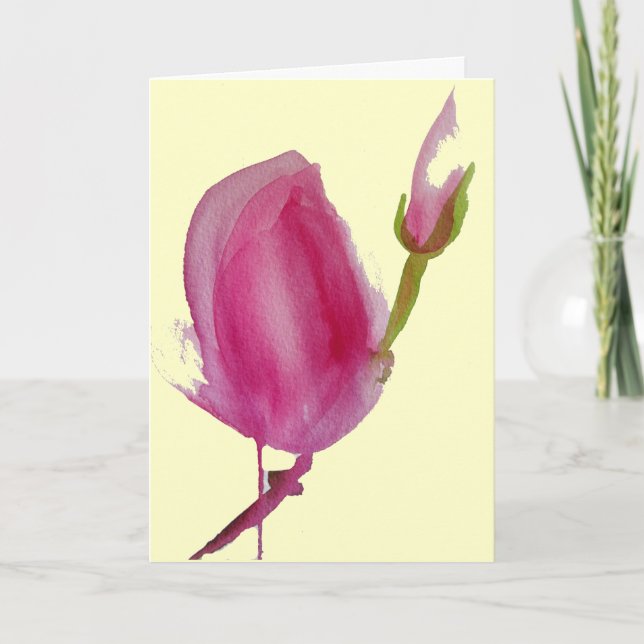 Pink Magnolia Aquarellkunst Blume Danke (Vorderseite)