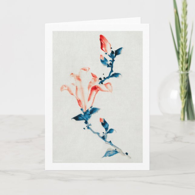 Pink Magnolia, Hokusai, Ukiyo-e Karte (Vorderseite)