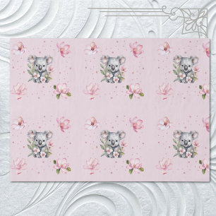 Pink Magnolia Koala Bear Watercolor Geschenk Seidenpapier