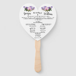 Pink Magnolia Lavender Floral Wedding Menü Fan Fächer