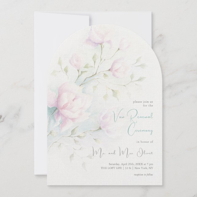 Pink Magnolia Vow Renewal Einladung (Vorderseite)