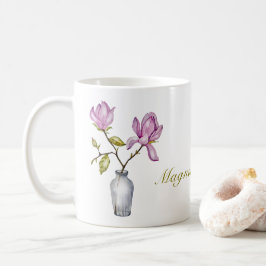Pink Magnolia Watercolor Botanical Kaffeetasse