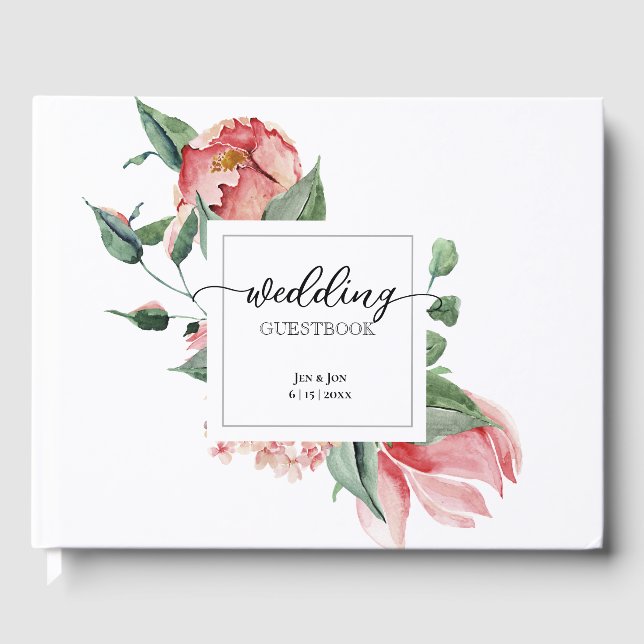 Pink Magnolia Wedding Gästebuch (Vorderseite)