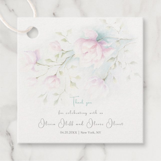 Pink Magnolia Wedding Geschenkanhänger (Vorderseite)