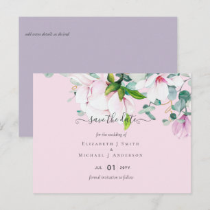 Pink Magnolias Lilac Eukalyptus Wedding Rett Dates Postkarte