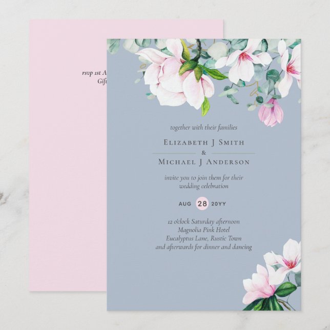 Pink Magnolias Sage Eukalyptus Dusty Blue Wedding (Vorne/Hinten)