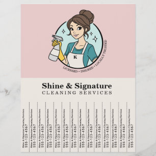 Pink Maid Cleaning Services Abreißstreifen Flyer