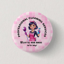 Pink Maid Janitorial Cleaning Service Button