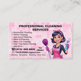 Pink Maid Janitorial Lady House Reinigungsservice Visitenkarte