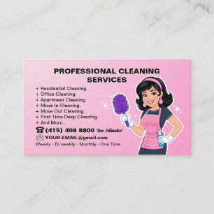 Pink Maid Reinigungsdienst Hausreinigung Service Visitenkarte
