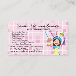 Pink Maid Reinigungsdienst Hausreinigung Service Visitenkarte
