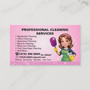 Pink Maid Reinigungsdienst Hausreinigung Service Visitenkarte