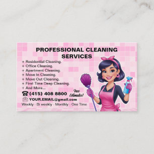Pink Maid Reinigungsdienst Hausreinigung Service Visitenkarte
