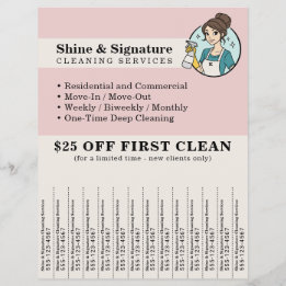 Pink Maid Reinigungsdienstleistungen Abreißstreife Flyer