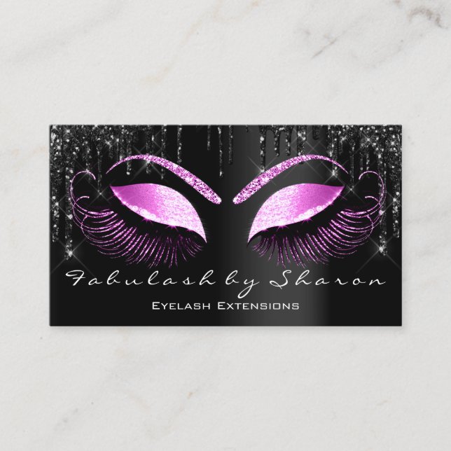 Pink Makeup Eyelash Black Tropfens Beruflich Visitenkarte (Vorderseite)