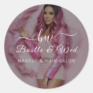 Pink Makeup Haarstudio Runder Aufkleber