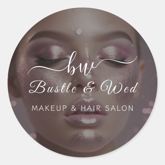 Pink Makeup Haarstudio Runder Aufkleber (Vorderseite)