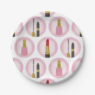 Pink Makeup Kosmetik Muster Kosmetologie Pappteller