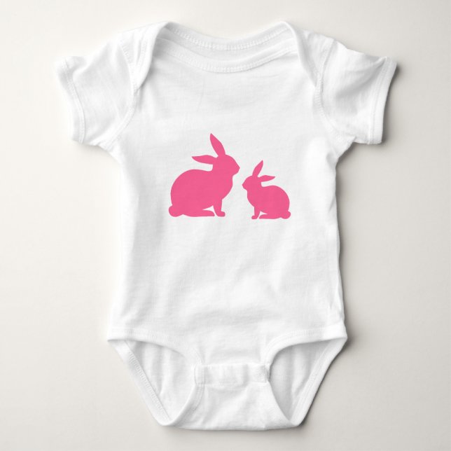 Pink Mama und Baby Bunny Strampler (Vorderseite)