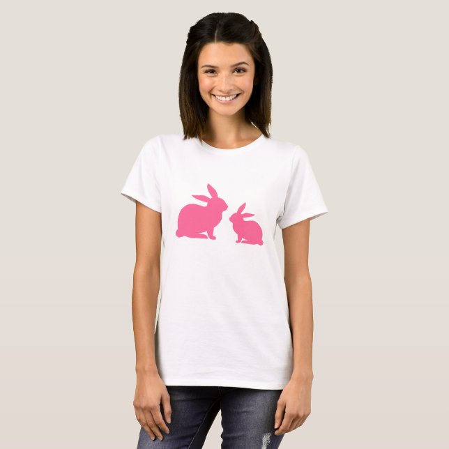Pink Mama und Baby Bunny T-Shirt (Vorne ganz)