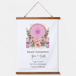 Pink Mandala Crystals Blume Energie Yoga Reiki Wel Wandteppich Mit Holzrahmen