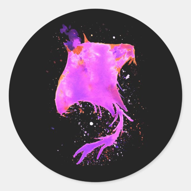Pink Manta Ray Runder Aufkleber (Vorderseite)