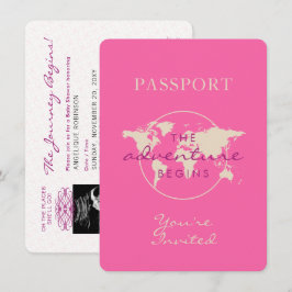 Pink Map Adventure Baby Showpass Einladung