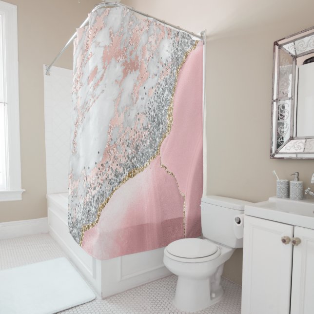 Pink Marble Agate Duschvorhang (Beispiel)