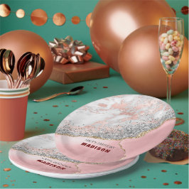 Pink Marble Agate Pappteller