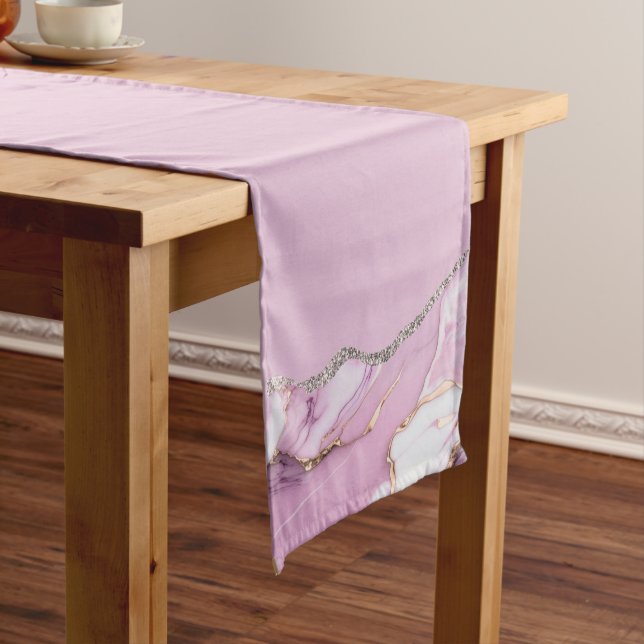 PINK MARBLE AGATE Table Runner Kurzer Tischläufer (Beispiel)