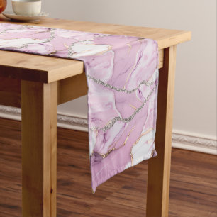 PINK MARBLE AGATE Table Runner Kurzer Tischläufer