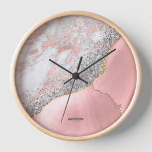 Pink Marble Agate Uhr