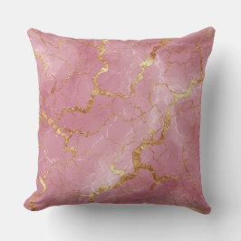 Pink Marble Background With Gold Veins Kissen