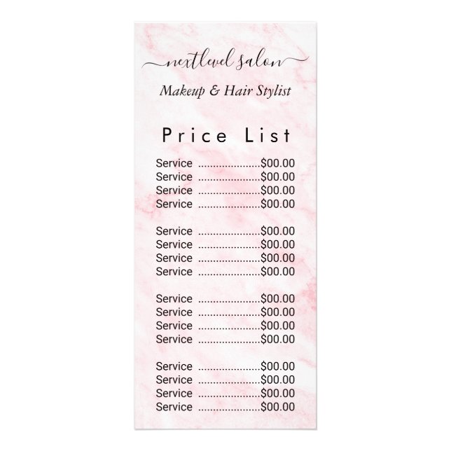 Pink Marble Beauty Salon Werbekarte (Vorne)