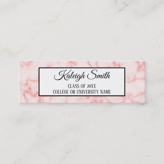 Pink Marble Graduation Insérer la carte de nom (Devant)