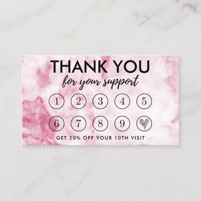 Pink Marble Makeup Hair dank Loyalty Card Visitenkarte (Vorderseite)