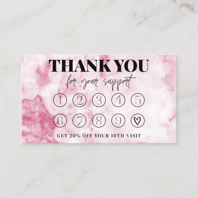 Pink Marble Makeup Hair dank Loyalty Card Visitenkarte (Vorderseite)