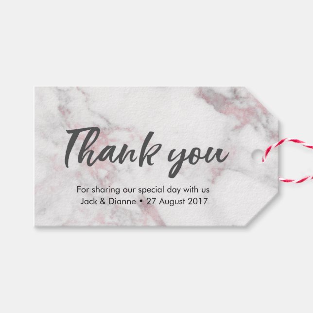 Pink Marble personalisiert Vielen Dank für Ihre Un Geschenkanhänger (Vorderseite (Horizontal))