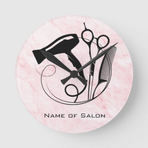 Pink Marble Schönheitssalon Runde Wanduhr