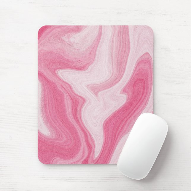 Pink Marble Swirl Pattern – Aesthetic Abstract  Mousepad (Mit Mouse)
