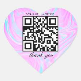 Pink Marble Vielen Dank QR Code Boutique Business Herz-Aufkleber