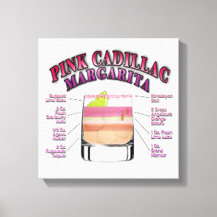PINK MARGARITA Cocktail-Rezept 12"x12" Leinwand-Ku Leinwanddruck