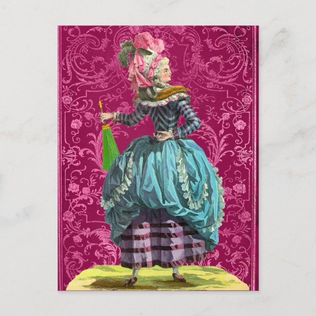 Pink Marie Antoinette Bonjour Freundschaft Gruß Postkarte (Vorderseite)